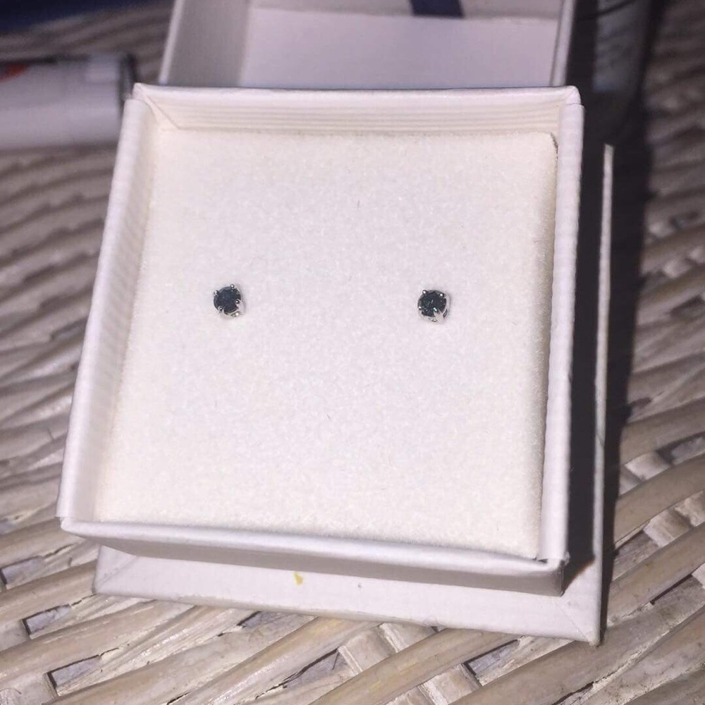 Small blue diamond earrings